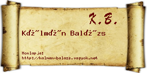 Kálmán Balázs névjegykártya